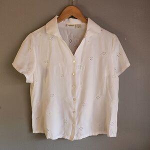 Habitat Ivory Button-Down Shirt with Eyelet Design